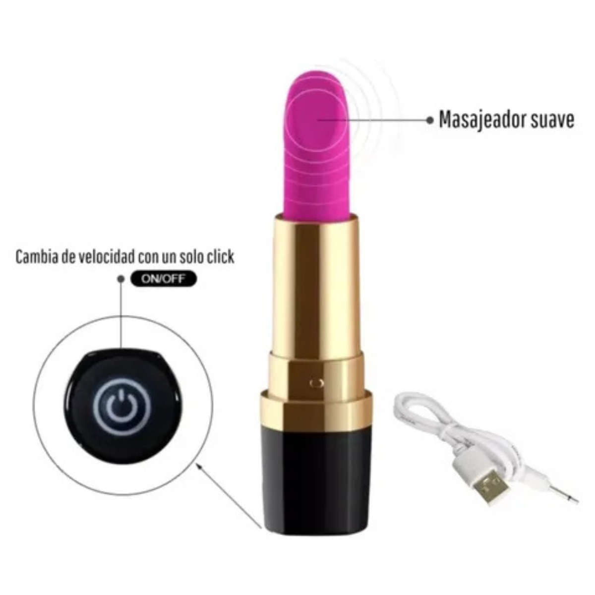 Labial Discreto Vibrador Recargable - Imagen 4